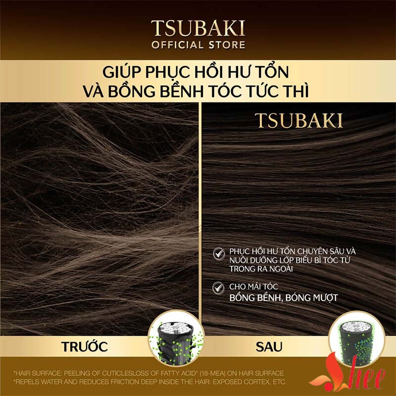 Bộ đôi gội xả Phục hồi ngăn rụng tóc Premium Repair Tsubaki 490ml/chai