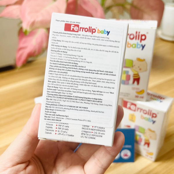 Sắt Ferrolip Baby dạng siro vị đào thơm ngon lọ 30 mL