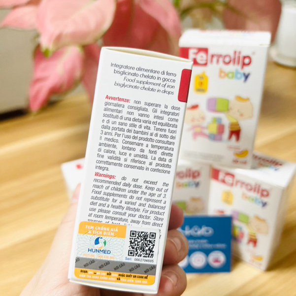 Sắt Ferrolip Baby dạng siro vị đào thơm ngon lọ 30 mL