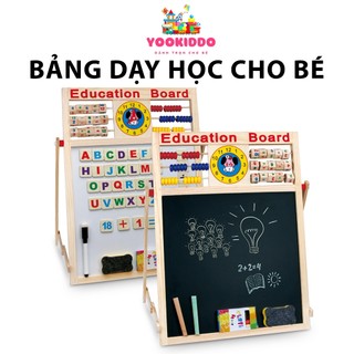 Bảng ghép số và chữ cái 2 mặt nam châm bằng gỗ education board, bảng 2 mặt tặng kèm bộ chữ + số - yookiddo