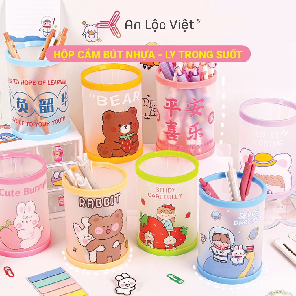 Ống Cắm Bút, Lọ Cắm Bút nhựa hoạt hình ngộ nghĩnh, màu sắc cực xinh cho học sinh, sinh viên