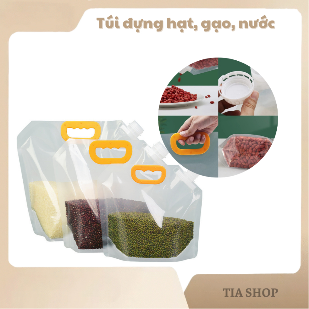 Túi đựng thực phẩm có tay cầm, bảo quản thức ăn, đựng hạt, gạo...