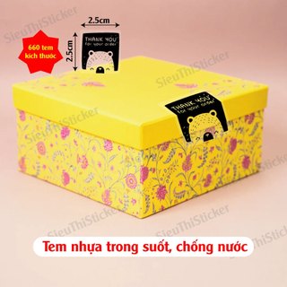 Tem Thank You For Your Order gấu đen hình vuông TYFYO05 dán trang trí quà tặng,hộp bánh kẹo