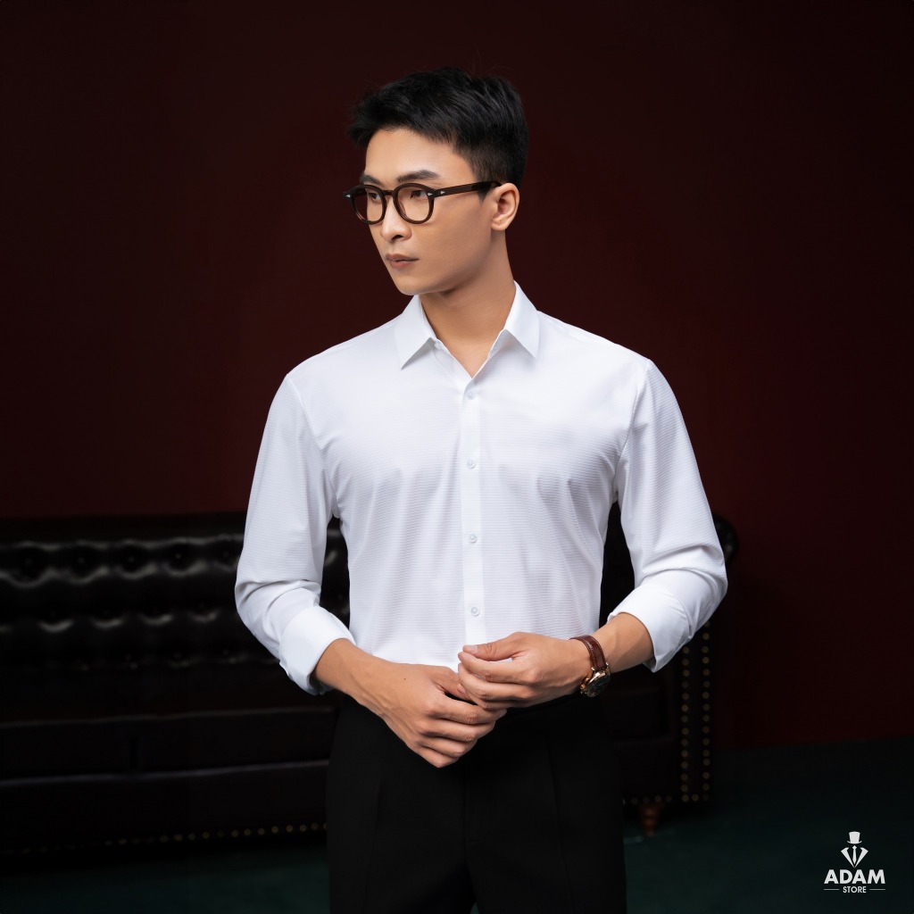 ÁO SƠ MI ADAM STORE TRẮNG VÂN SMC129T