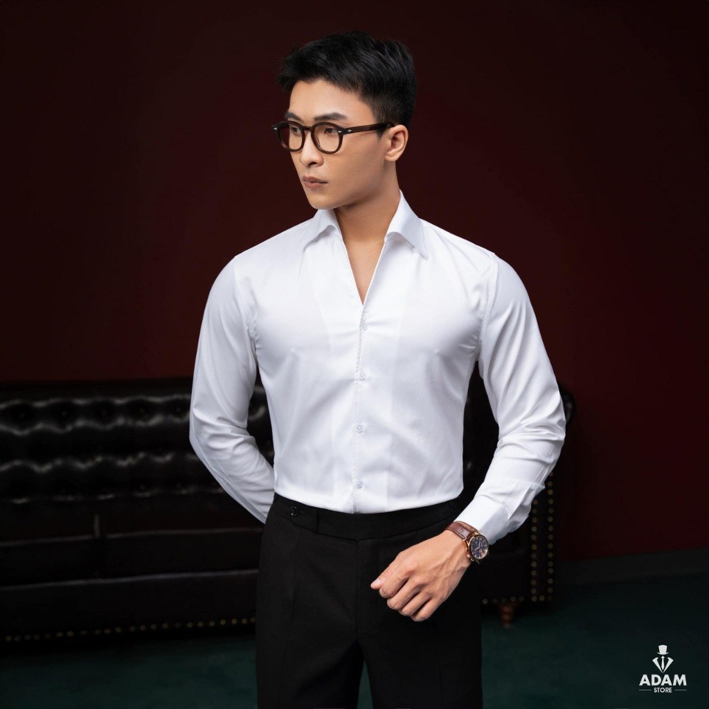 ÁO SƠ MI ADAM STORE TRẮNG CỔ DỰNG SMC117T