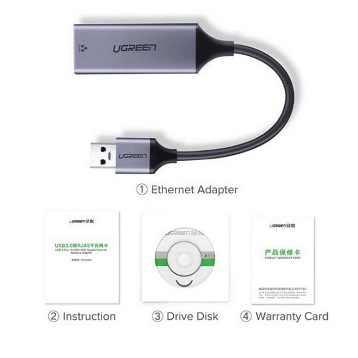 Cáp USB 3.0 to Lan 10/100/1000Mbps Gigabit Ethernet Ugreen 50922