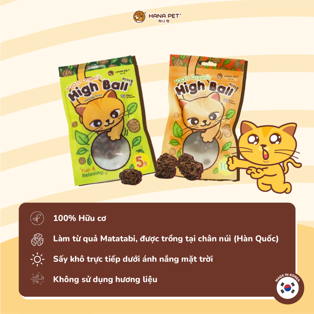 Cỏ mèo Highball Matatabi Fruit 1g 100% organic giúp mèo vui vẻ và thư giãn, an toàn cho mèo Hana Pet Việt Nam