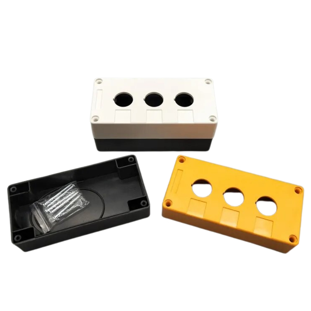 Hộp nhựa chống thấm nước phi 25mm từ 1 lỗ đến 6 lỗ dùng để lắp công tắc điều khiển, nút nhấn dừng khẩn cấp, đèn báo