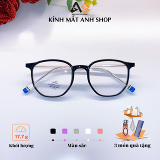 Gọng kính bầu vuông lục giác thời trang chất liệu nhựa dẻo cốt kim loại bền đẹp nhận cắt cận viễn loạn 8312A