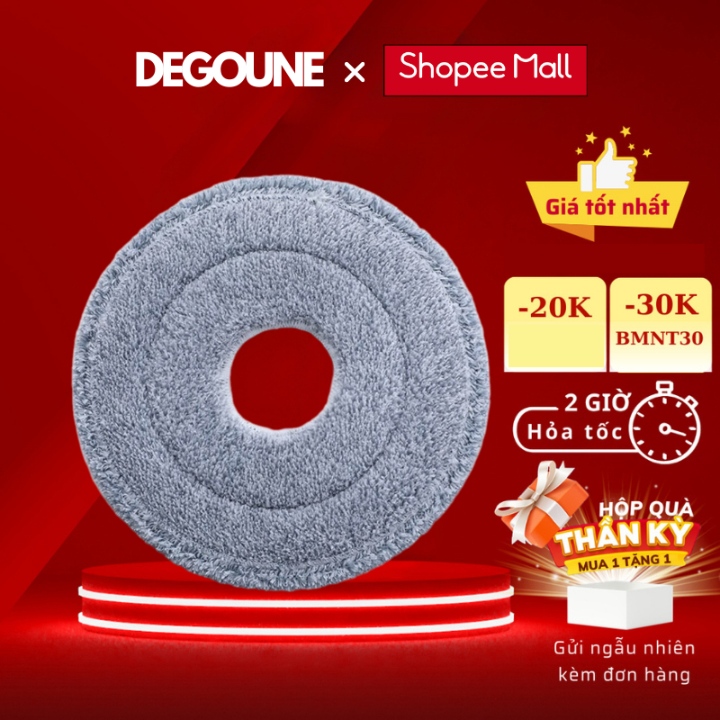 Bông Lau Nhà Thay Thế Cây Lau Nhà K9 DEGOUNE , Bộ Lau Nhà 360 Tách Nước Bẩn, Bông Lau Tròn Giặt Vắt