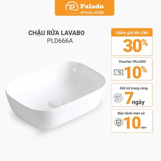 Chậu rửa mặt lavabo dương bàn PALADO PLD666A chất liệu sứ phủ men nano kháng khuẩn cao cấp kích thước 480x370x140mm