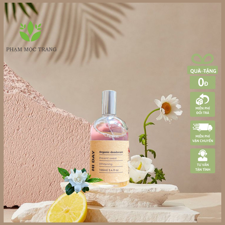 Xịt Khử Mùi Nước Hoa Thuần Chay HI DAY - Khử Mùi Hôi Nách, Hôi Chân, Quần Áo, Khử Thâm, Trắng Da Hiệu Quả