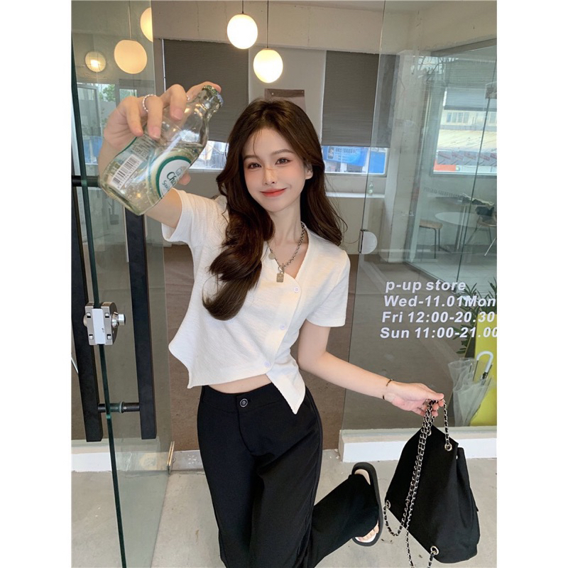 Áo 3 Cúc giả thun tăm