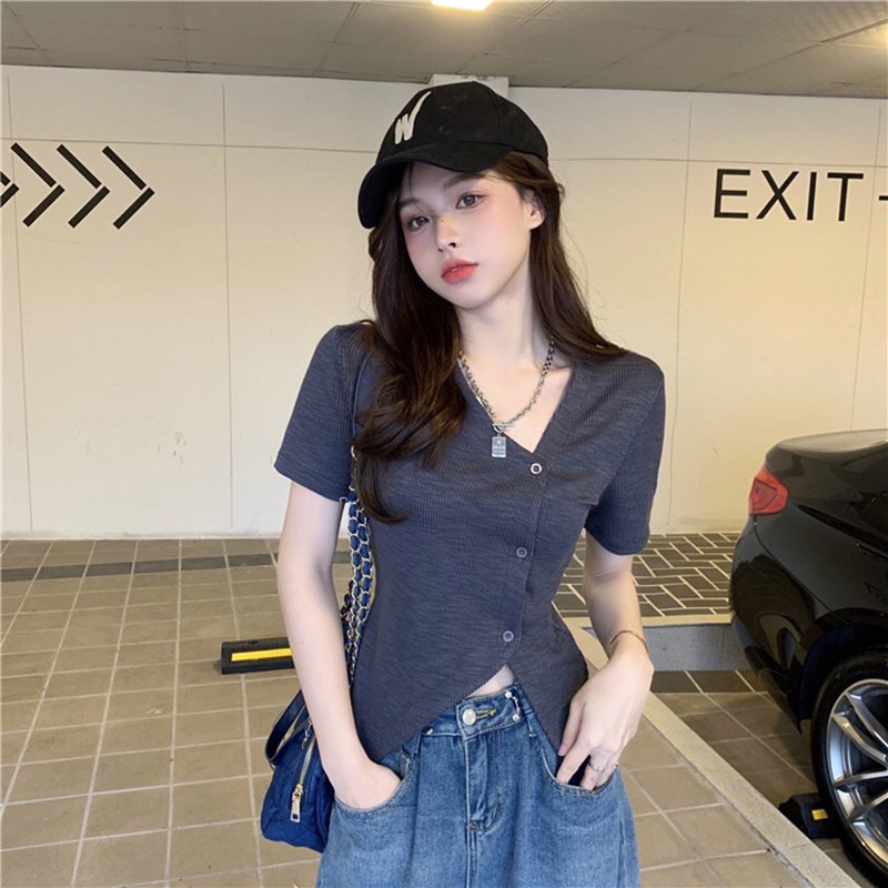 Áo 3 Cúc giả thun tăm