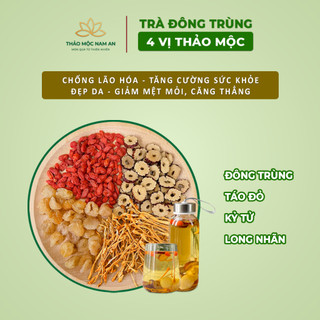 Trà đông trùng 4 vị thảo mộc đẹp da, chống lão hóa, dễ ngủ, bồi bổ sức khỏe