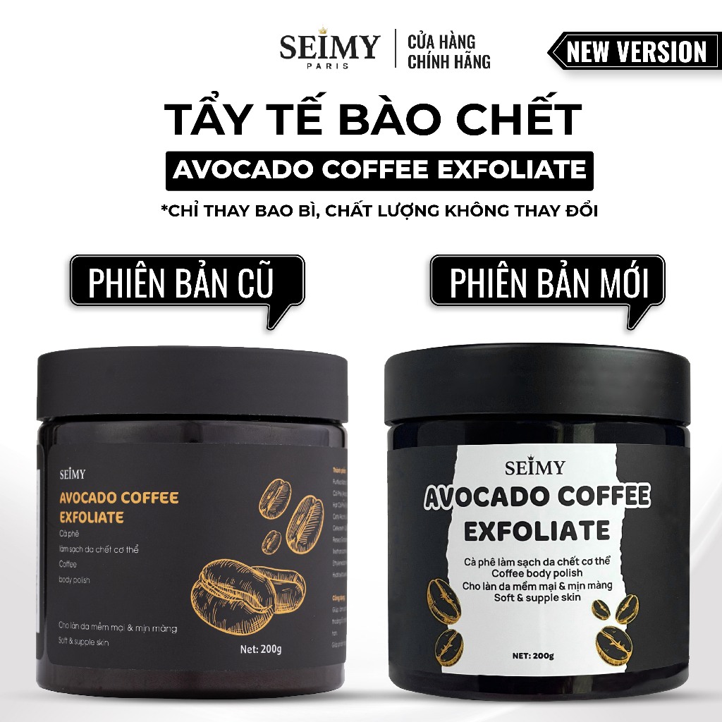 Tẩy tế bào chết body Seimy - Avocado Coffee Exfoliate 30-200gram