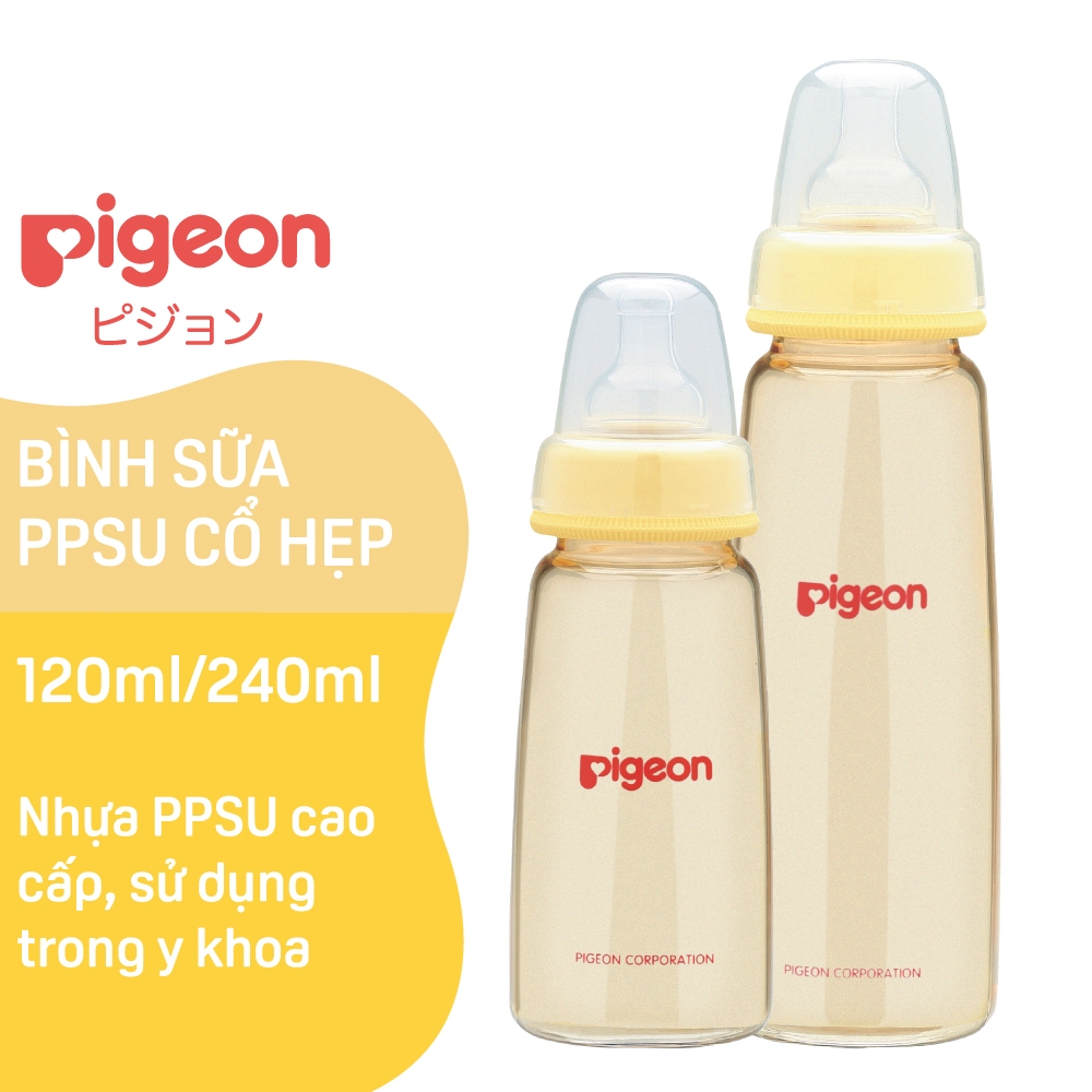 Bình sữa Pigeon nhựa PPSU cổ hẹp 160ml/240ml