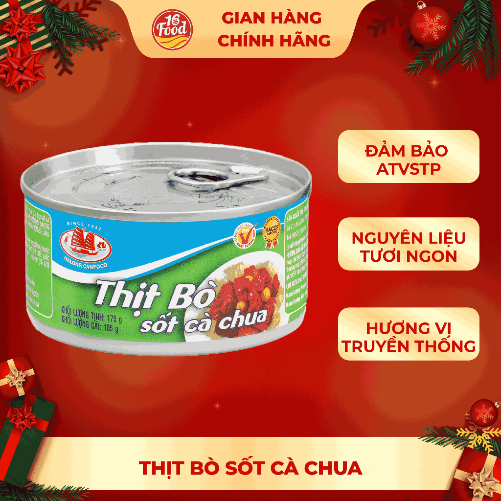 Thịt Bò Sốt Cà Chua Đóng Hộp, Bít Tết Xốt Cà Chua Đồ Hộp Hạ Long Canfoco Ăn Liền Ngon Hảo Hạng Loại 175g - 16 Food