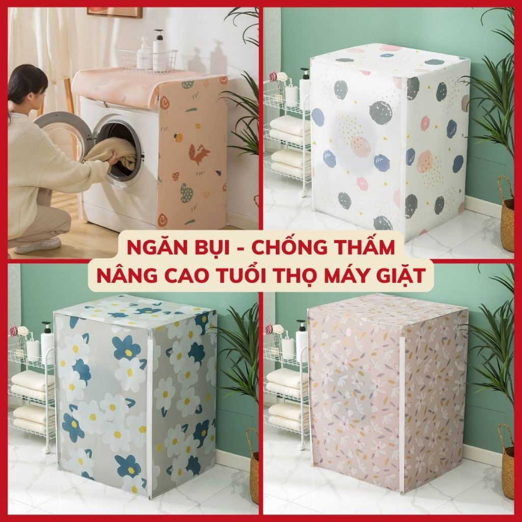 Bọc Máy Giặt Cửa Ngang Cửa Trên, Áo Trùm Máy Giặt Che Phủ Chống Bụi, Chống Nước Đủ Size - Min House