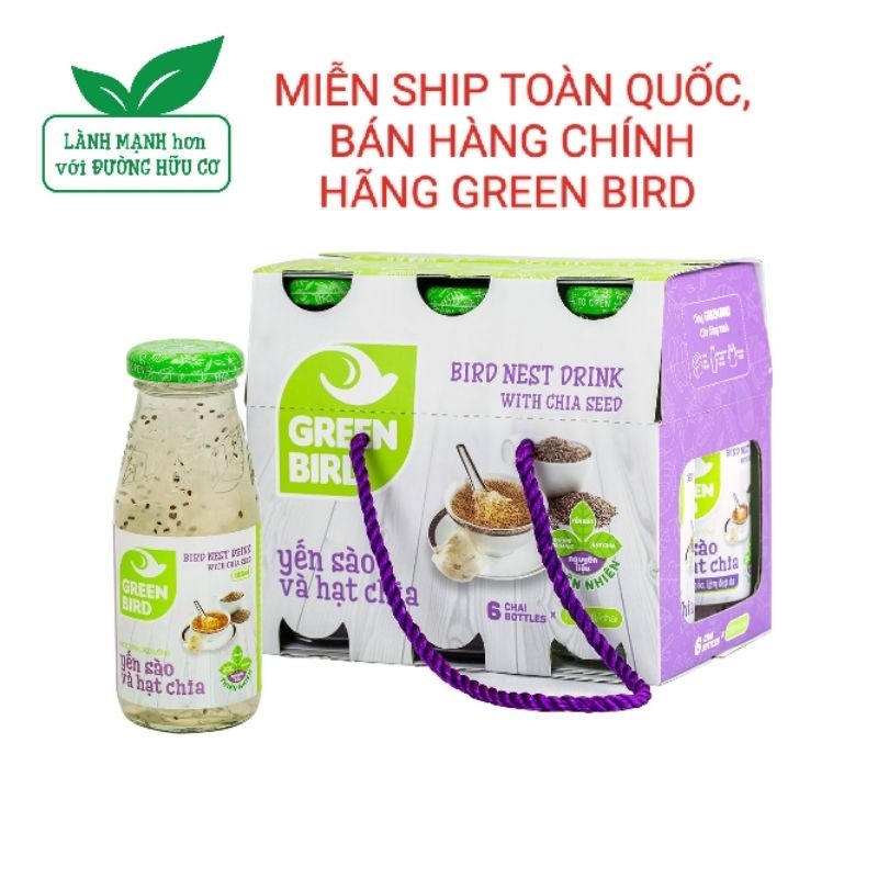 GREEN BIRD YẾN SÀO và HẠT CHIA(6 chai*185ml)