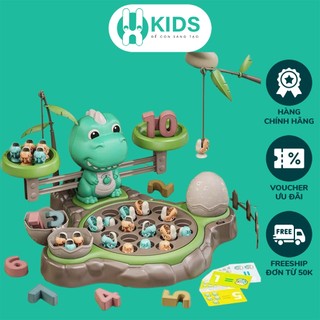 Đồ chơi câu cá nam châm hình khủng long X KIDS kèm bàn cân toán học 2IN1 kèm bộ số thẻ học có nhạc vui nhộn cho bé