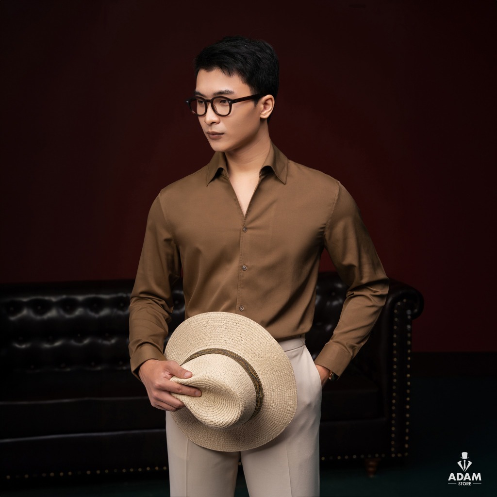 ÁO SƠ MI ADAM STORE NÂU TRƠN SMC127