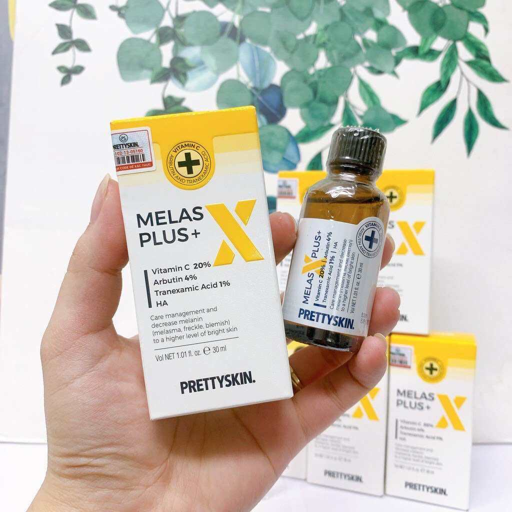 Tinh chất dưỡng trắng mờ thâm nám Prettyskin Melas X Plus Giúp mờ nám, mờ thâm, làm sáng da hiệu quả
