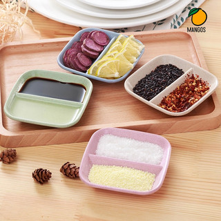 Đĩa chấm 2 ngăn ,bát đựng gia vị nước chấm, đĩa đựng gia vị 2 ngăn mini nhỏ gọn tiện lợi MangoOvil