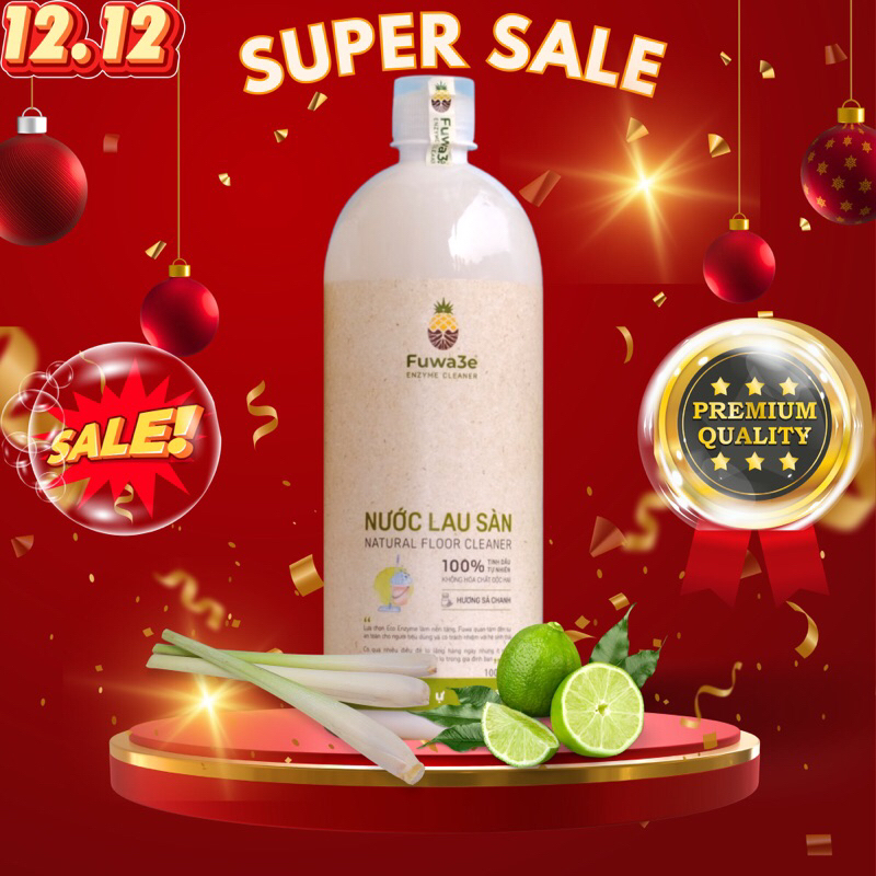 Nước lau sàn Hữu Cơ Hương Quế sả chanh Fuwa3e 1000ml, Lau Sàn Gỗ, Lau Sàn Nhà Đuổi Muỗi, Côn Trùng 100% từ thảo mộc