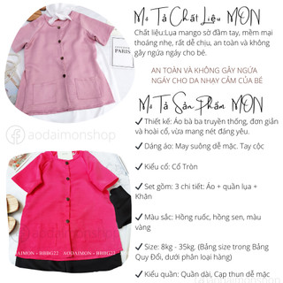 Set Áo Bà Ba Bé Gái Lụa Trơn Niên Thanh