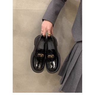 Giày LOAFER MIN nữ đế 4cm chất da bóng và lì (phom to đặt lùi 1 Size)