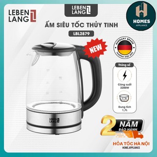 Ấm siêu tốc thủy tinh lebenlang lbl2879 1.7 lít | ấm siêu tốc mini tích hợp led diệt khuẩn
