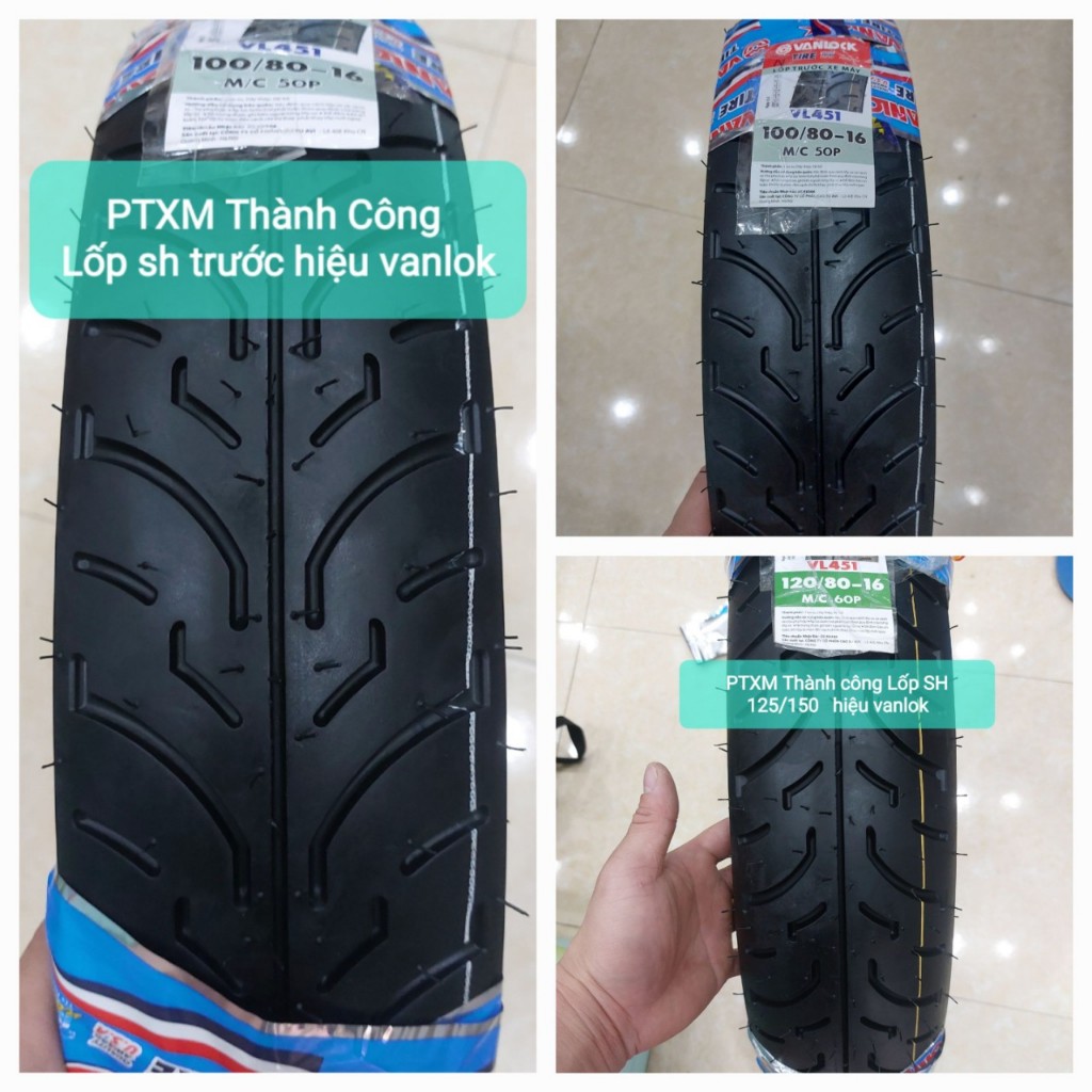 Lốp / vỏ cho xe Sh 125/150 vỏ trước 100/80-16 vỏ sau 120/80-16 thương hiệu vanlok