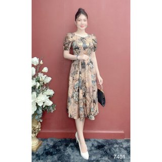 Đầm emy em7401 xoè lụa vân pháp lvp ánh kim cổ lục giác