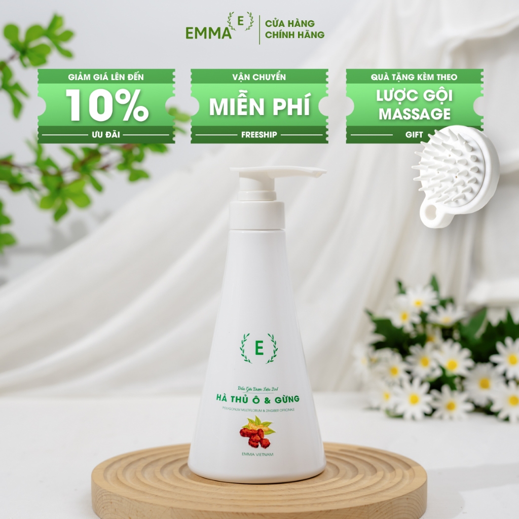 EMMA - Dầu gội dược liệu 2in1 Hà Thủ Ô & Gừng