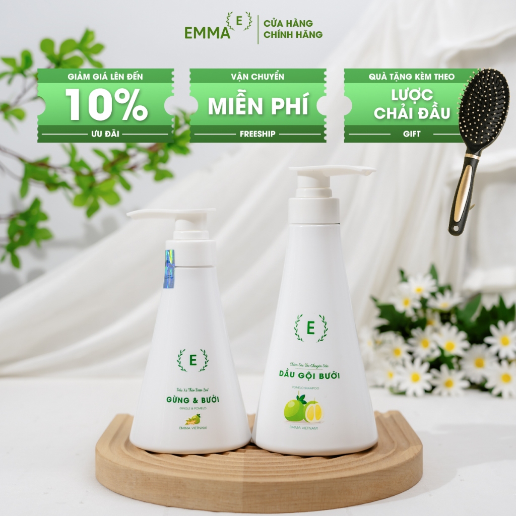 EMMA - Bộ Đôi Gội Xả Kích Thích Mọc Tóc, Giảm Gãy Rụng.