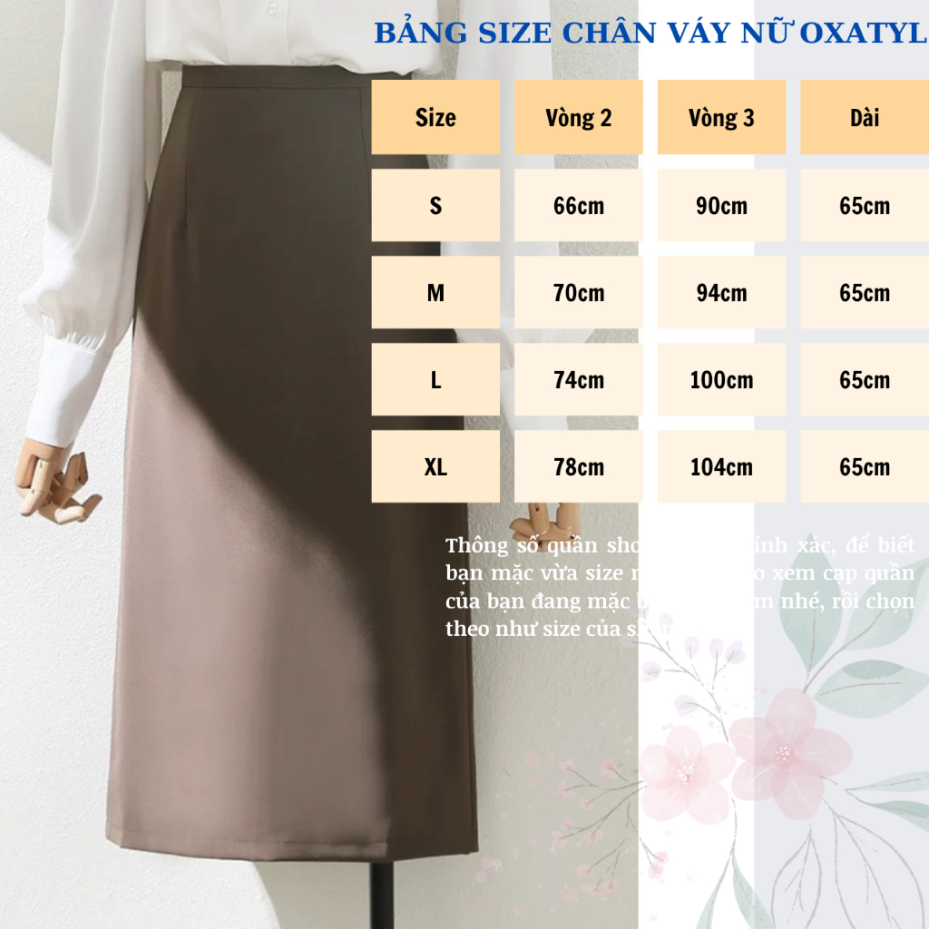 Chân váy chữ A dài 65cm 2 lớp váy công sở đẹp M78