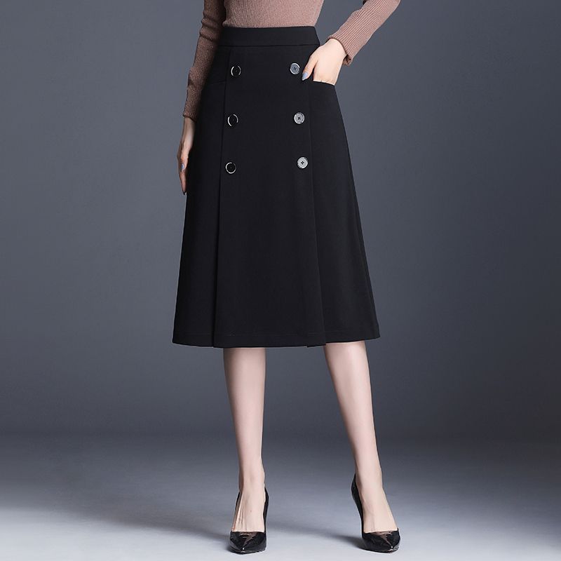 Chân váy chữ a 2 hàng cúc chạm gối saoshop M02