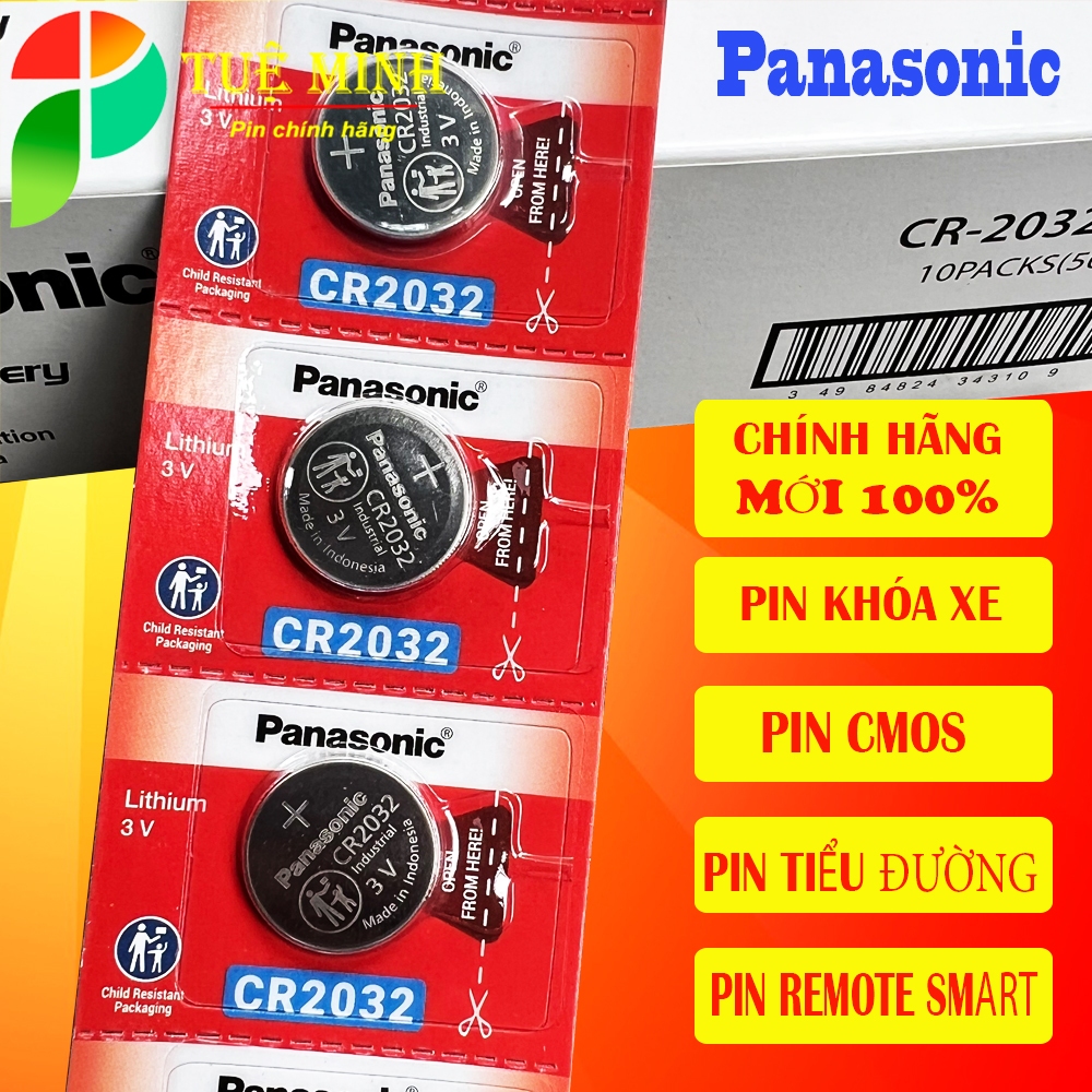 [ VỈ 5 VIÊN ] Pin Panasonic CR2032 CR2025 CR2016 Lithium 3V chính hãng, pin cmos, pin khuy áo 3V