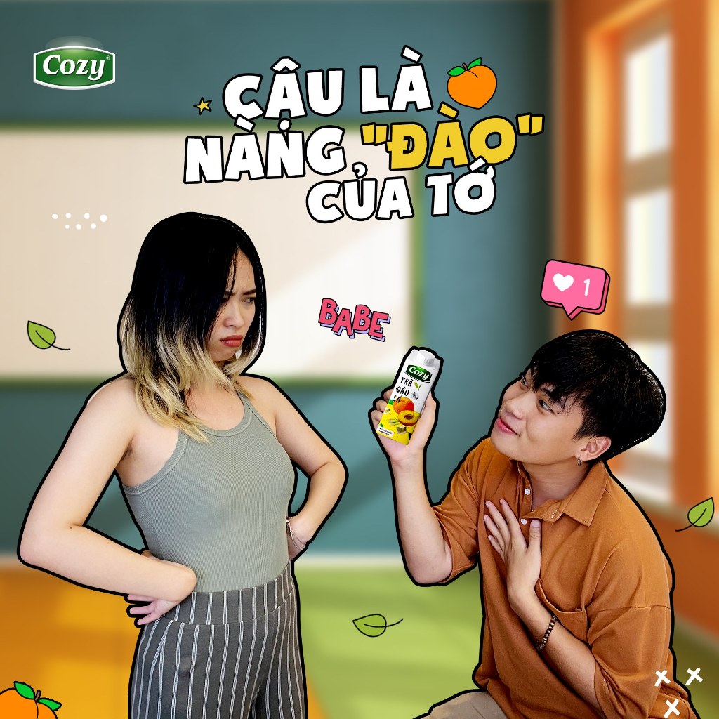 Thùng 24 Hộp Trà Đào Sả Cozy Uống Liền Thơm Ngon Không Chất Bảo Quản 225ML/Hộp