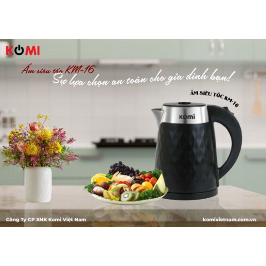 ẤM SIÊU TỐC KM-16 KOMI BẢO HÀNH CHÍNH HÃNG 12 THÁNG