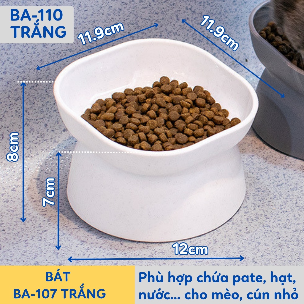 Bát ăn cho mèo chó thú cưng có bình nước tự động bát inox hai ngăn đôi hình tai mèo