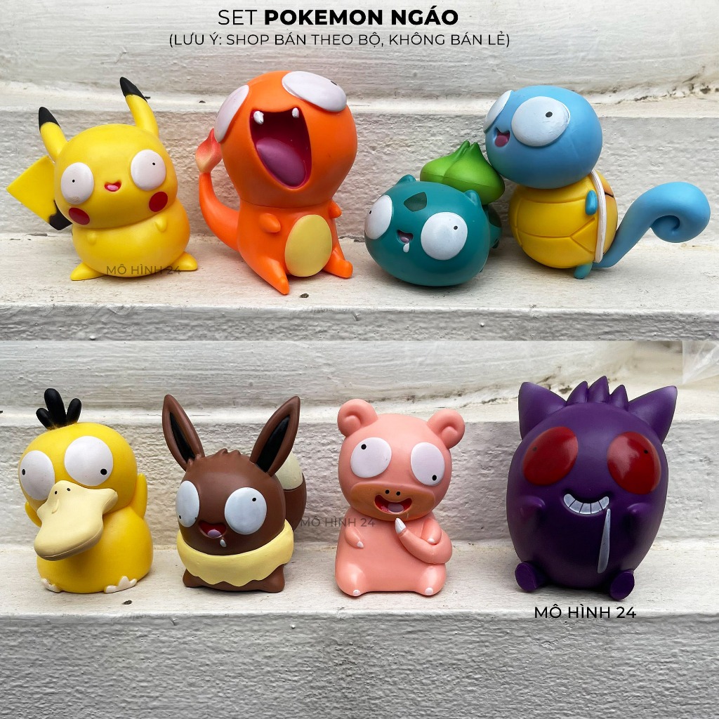 Set combo mô hình các nhân vật POkemon Ngáo figure pokemon chibi hài hước cute trang trí decor sáng tạo