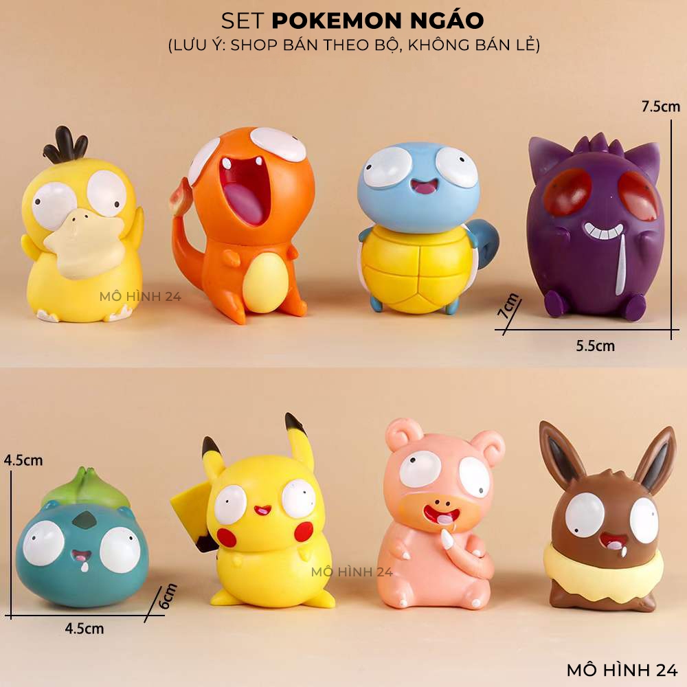Set combo mô hình các nhân vật POkemon Ngáo figure pokemon chibi hài hước cute trang trí decor sáng tạo