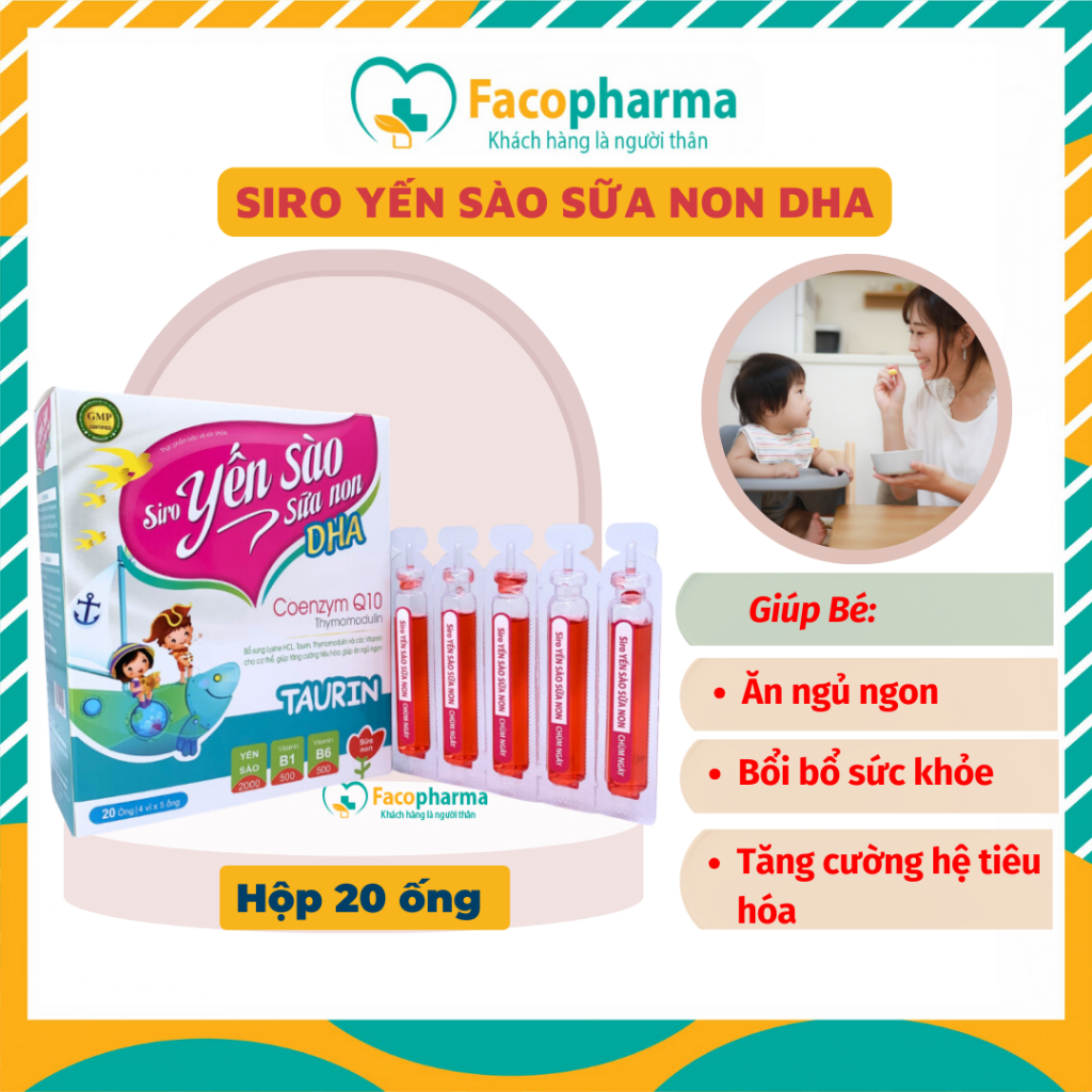 Siro ăn ngon ngủ ngon yến sào cho bé bổ sung vitamin kẽm hỗ trợ cho trẻ biếng ăn tăng đề kháng hộp 20 ống TPN8.1