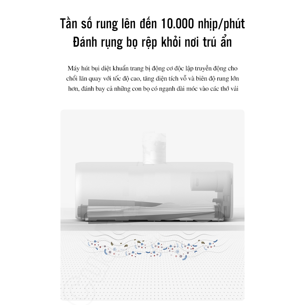 Máy hút bụi đệm giường Xiaomi MJCMY01DY diệt khuẩn bằng tia UV phù hợp cho cho sofa, gấu bông, gối ôm, gối