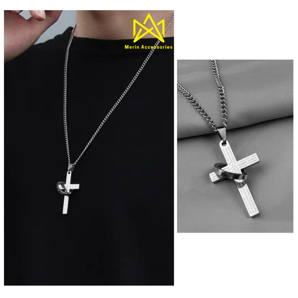Dây Chuyền Nam Nữ Titan Chữ Thập Kèm Nhẫn  Cá Tính Thời Trang Merin Accessories Chất Liệu Titan Không Gỉ - Vòng Cổ Cross