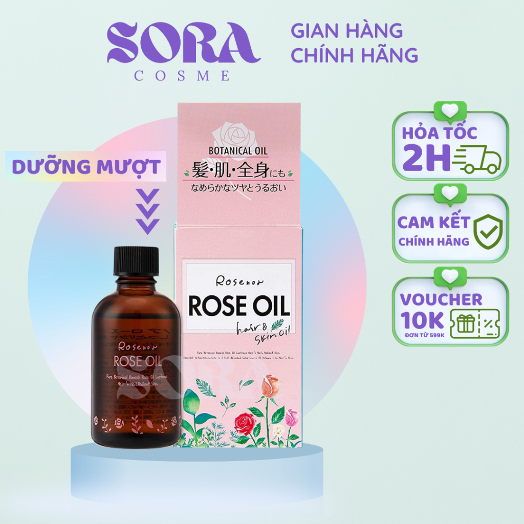 Dầu Dưỡng Tóc Hoa Hồng Rose Oil Nhật Bản 60ml Phục Hồi Tóc Yếu Khô Xơ
