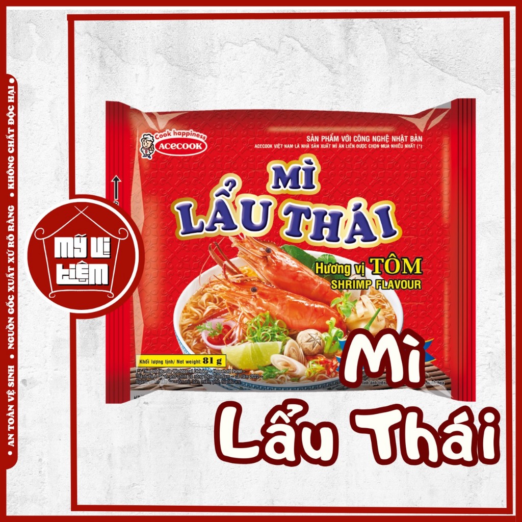 Mì lẩu Thái tôm của Acecook 80G - Mì tôm các vị Mỹ Vị Tiệm