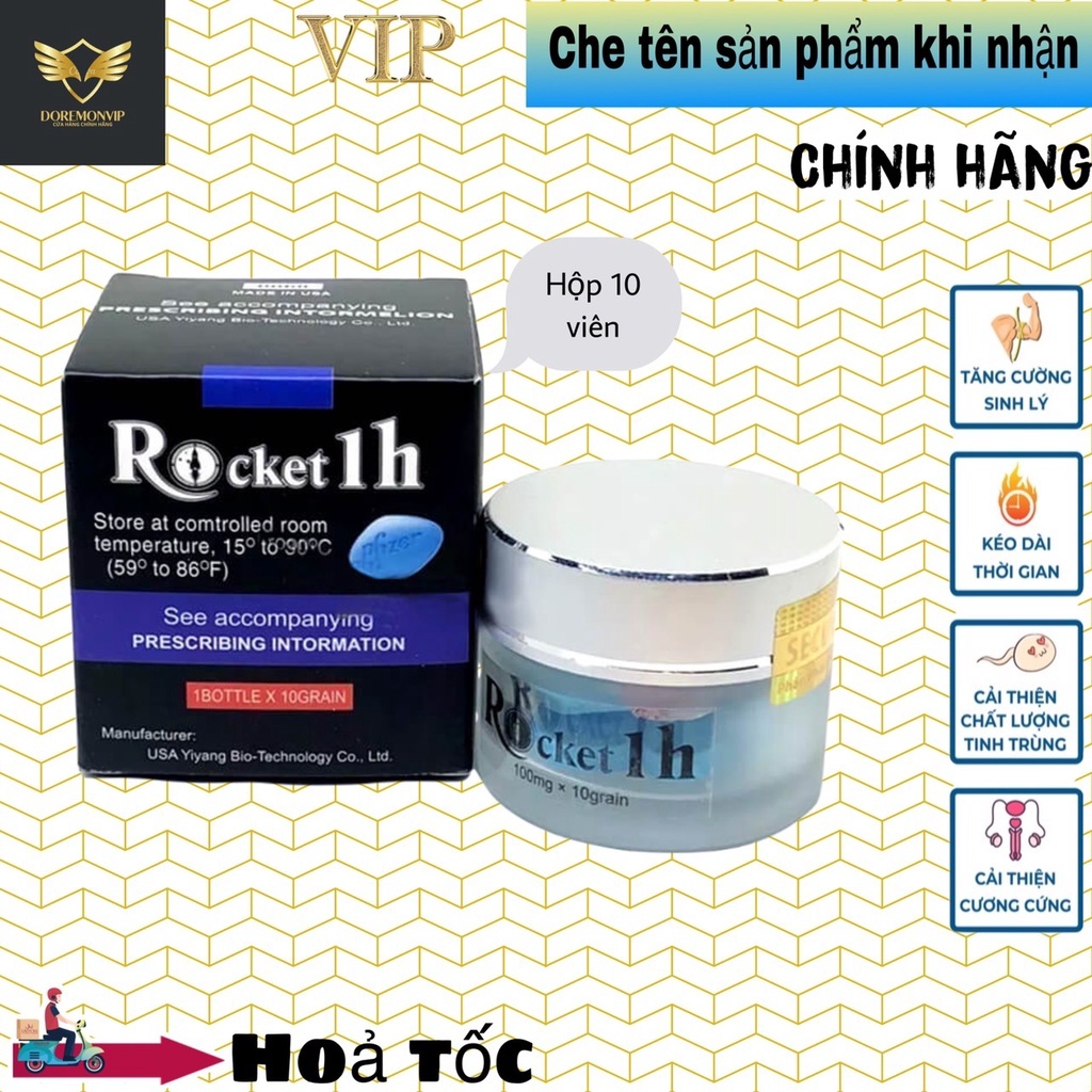 Rocket 1h hộp 10 viên, tăng cường sinh lý nam , kéo dài thời gian